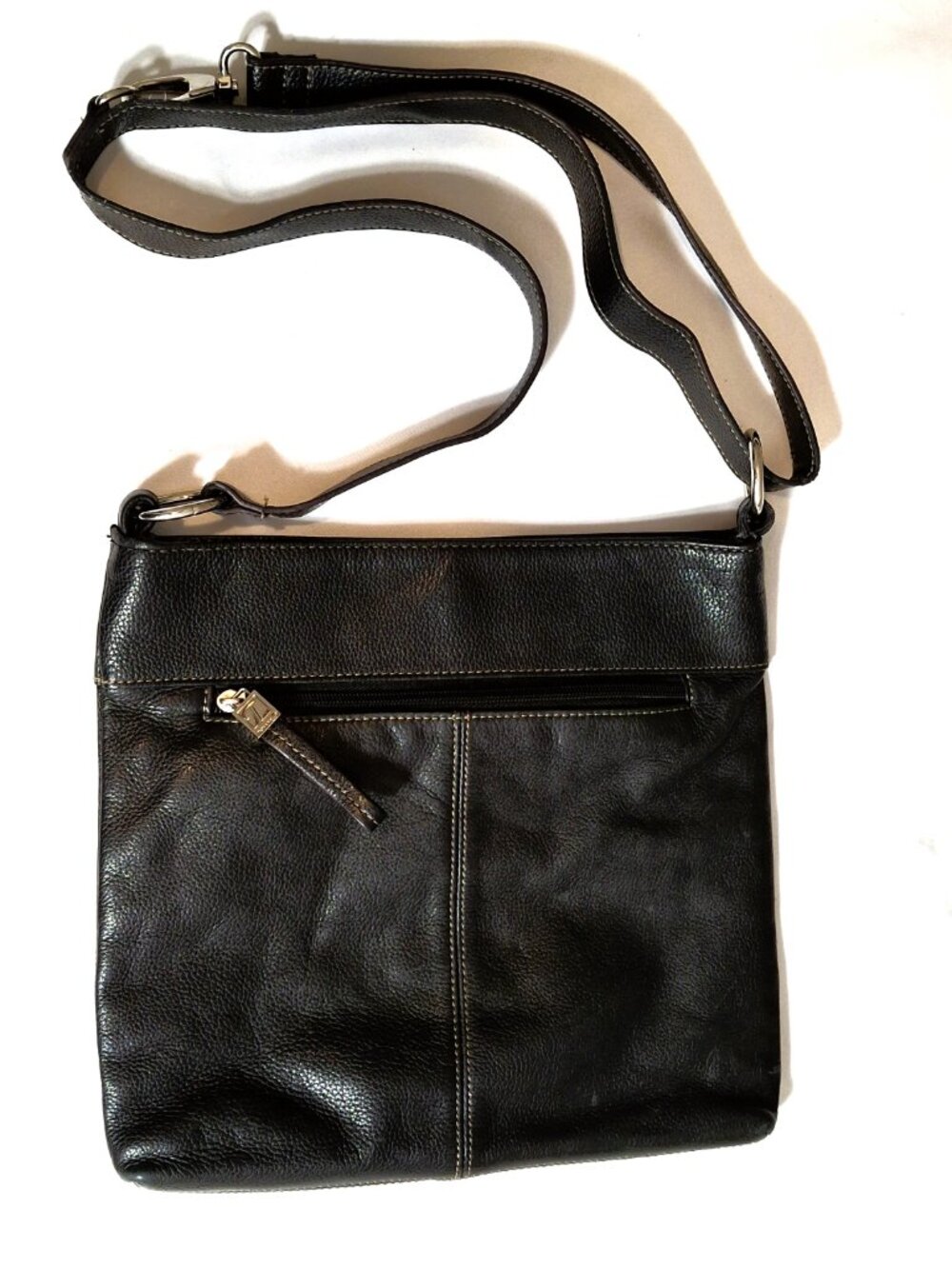 Tignanello Black Leather Messenger Shoulder Bag